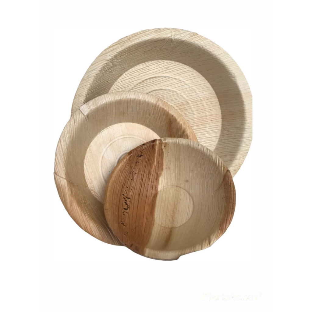 HAAGO 20 Bols en feuilles de palmier compostables et jetables, comme les Bols en bambou écologiques, résistantes au congélateur et au micro-ondes Assiette en feuilles de palmier de 450ml de Rond